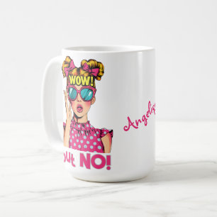 Popart Mädchen sagt "WOW aber NEIN!" Kaffeetasse