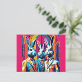 PopArt Oaster Bunnies Postkarte (Stehend Vorderseite)
