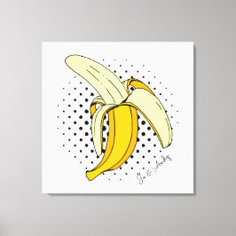Popart Peeling Bananenfrucht auf Halftone Dots Leinwanddruck