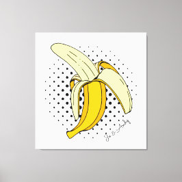 Popart Peeling Bananenfrucht auf Halftone Dots Leinwanddruck