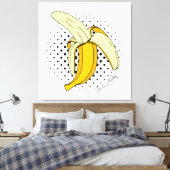 Popart Peeling Bananenfrucht auf Halftone Dots Leinwanddruck (Insitu (Schlafzimmer))