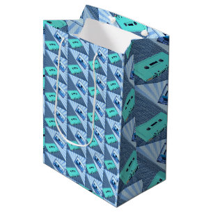 PopArt Polka Dot Cassettes - Blues Medium Gift Bag Mittlere Geschenktüte