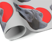 PopArt Red Heart Weimaraner Maus Grau Liebe Geschenkpapier (Rolleneckpunkt)