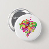 PopArt rosa und grüne Herzen Button (Vorne & Hinten)