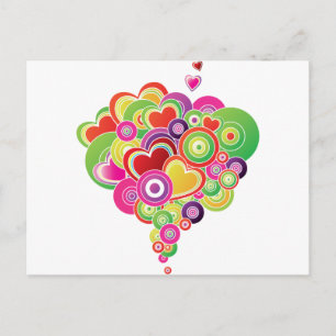 PopArt rosa und grüne Herzen Postkarte