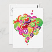 PopArt rosa und grüne Herzen Postkarte (Vorne/Hinten)