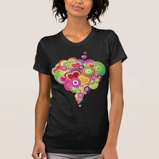 PopArt rosa und grüne Herzen T-Shirt (Vorderseite)