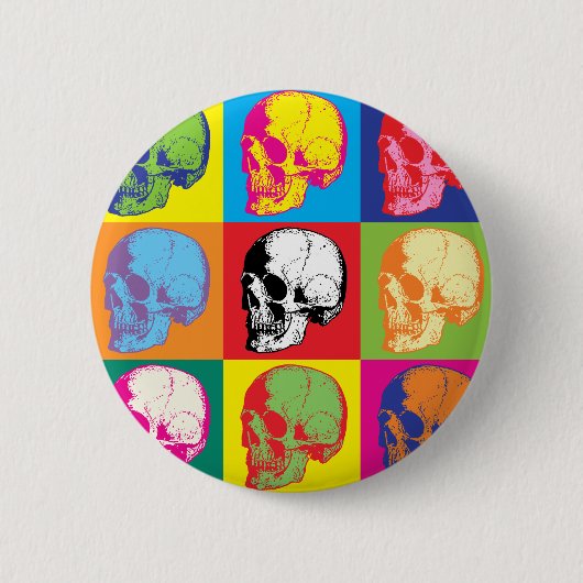 Popart Schädel Button (Vorderseite)