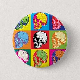 Popart Schädel Button