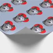 PopArt Silver Husky Herz Liebe Geschenkpapier (Ecke)