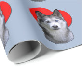 PopArt Silver Husky Herz Liebe Geschenkpapier (Rolleneckpunkt)