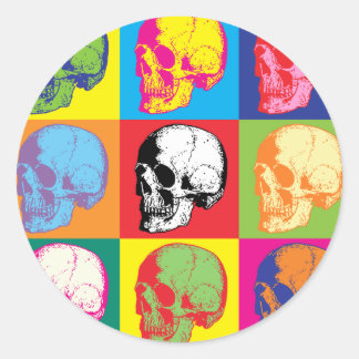 Popart skulls runder aufkleber