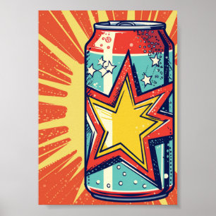 Popart-Style-Dose Limonade, kohlensäurehaltiges Ge Poster