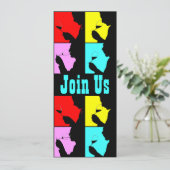 PopArt Weinprobe Silhouette 4 Einladung (Stehend Vorderseite)