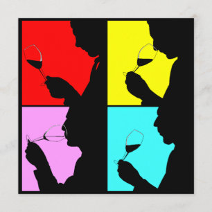 PopArt Weinprobe Silhouette 4 Einladung