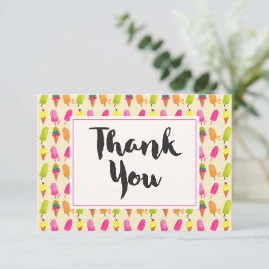 Popcles and Ice Cream Summer Pattern Vielen Dank Dankeskarte (Stehend Vorderseite)