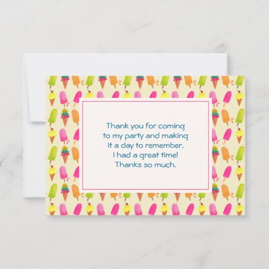 Popcles and Ice Cream Summer Pattern Vielen Dank Dankeskarte (Rückseite)