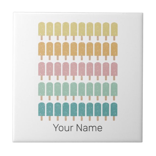 Popcles Vintag Ice Cream Retro Summer Design Fliese (Vorderseite)
