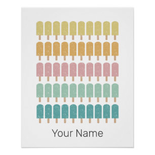 Popcles Vintag Ice Cream Retro Summer Design Poster