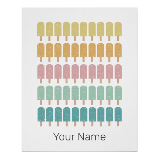 Popcles Vintag Ice Cream Retro Summer Design Poster (Vorderseite)