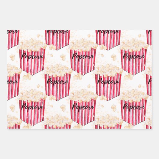 Popcorn 3 pack Geschenkwrap Geschenkpapier Set (Vorderseite)