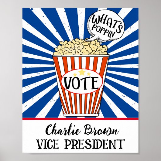 Popcorn-Abstimmung" Fun School Election Poster (Vorne)