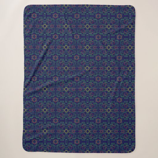 Popcorn Anime Blau Geometrisch  Sherpadecke (Vorderseite)