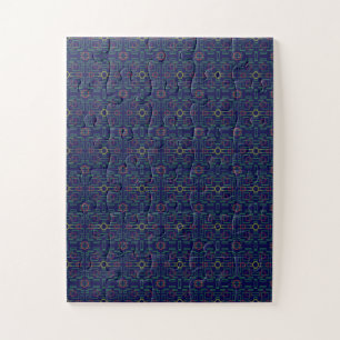 Popcorn Anime Blaues geometrisches Muster Puzzle
