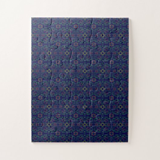 Popcorn Anime Blaues geometrisches Muster Puzzle (Vertikal)