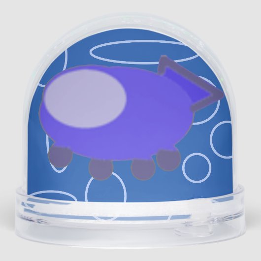 Popcorn Anime Blue Spaceship Aviation Schneekugeln (Rückseite)