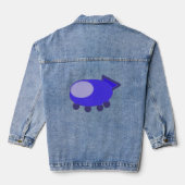Popcorn Anime Blue Spaceship Denim Jacket Jeansjacke (Rückseite)