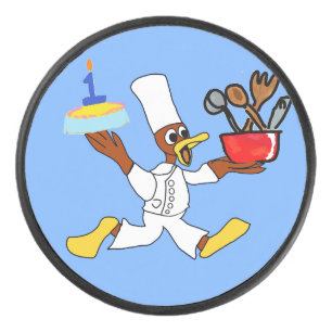 Popcorn Anime Chef Ducky Kazoo Blau Cartoon  Eishockey Puck