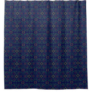 Popcorn Anime Elegant Sophisticated Blau Geometris Duschvorhang