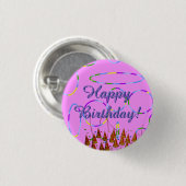 Popcorn Anime Festive Happy Birthday Button (Vorne & Hinten)
