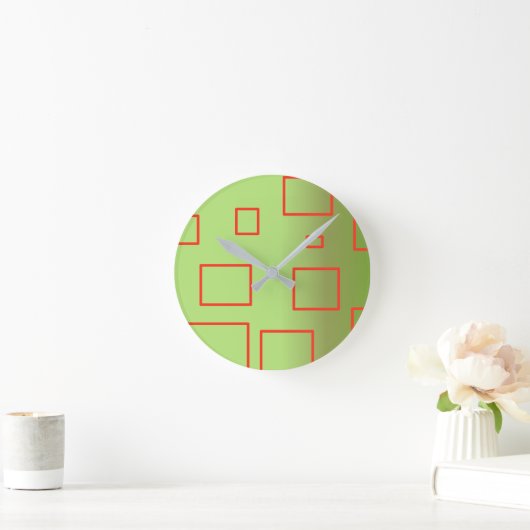 Popcorn Anime Green Red Rectangle Runde Wanduhr (Zuhause)