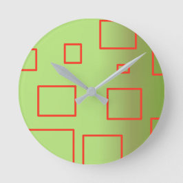Popcorn Anime Green Red Rectangle Runde Wanduhr