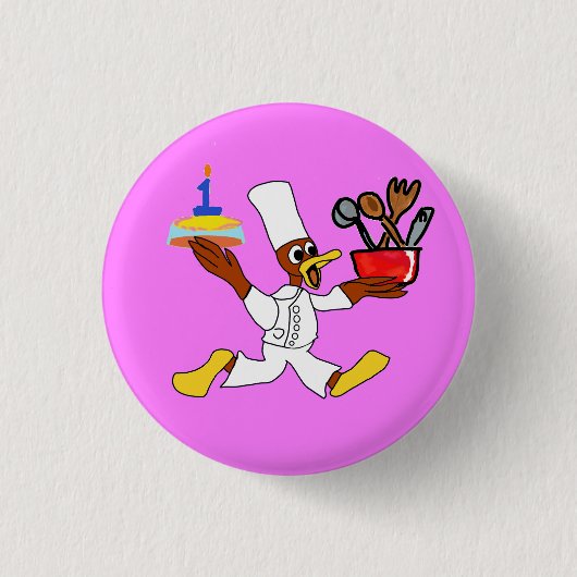 Popcorn Anime Koch Ducky Kazoo Pink Button (Vorderseite)