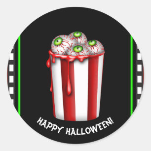 Popcorn-Augen Halloween-Schreckensnacht-Partygesch Runder Aufkleber