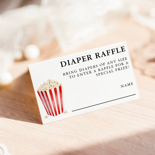 Popcorn Baby Shower Diaper Raffle Begleitkarte