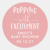 Popcorn Baby Shower Popping mit Aufregung Gefallen Runder Aufkleber (Vorderseite)