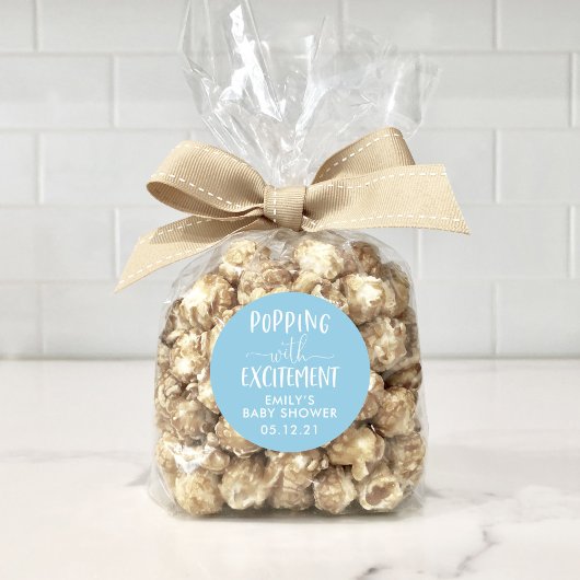 Popcorn Baby Shower Popping mit Aufregung Gefallen Runder Aufkleber