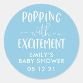 Popcorn Baby Shower Popping mit Aufregung Gefallen Runder Aufkleber (Vorderseite)
