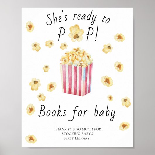 Popcorn-Babydusche - Bücher für Kinderposter Poster (Vorne)