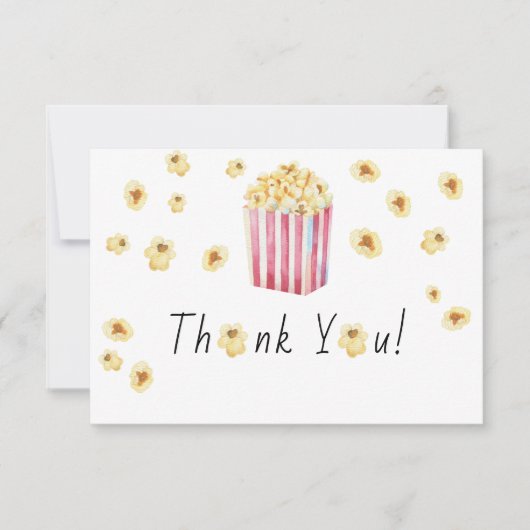 Popcorn Babydusche Danke Karte (Vorderseite)