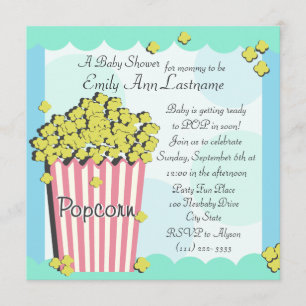 Popcorn Babydusche Einladung
