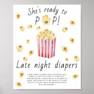 Popcorn Babydusche - Späte Nacht Windeln Spiel Poster