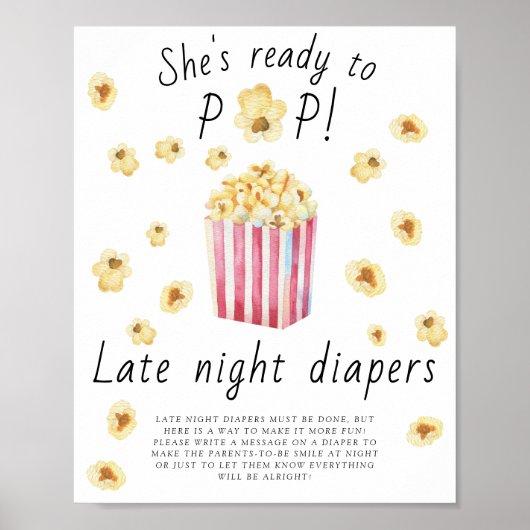 Popcorn Babydusche - Späte Nacht Windeln Spiel Poster (Vorne)