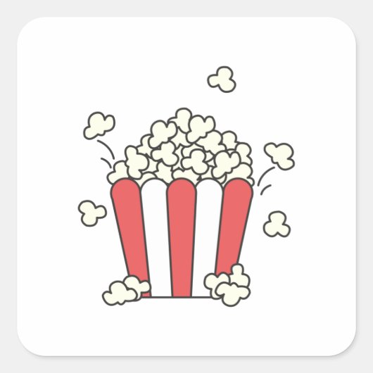 Popcorn Bag aus Popcorn Cinema Fast Food Leckeres Quadratischer Aufkleber (Vorderseite)