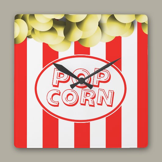 Popcorn Bag Funny Movie Thema Quadratische Wanduhr