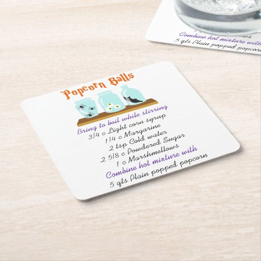 Popcorn Balls Rezept Rechteckiger Pappuntersetzer (angewinkelt)